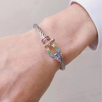 [Echo ]FORCE LARGE HORSESHOE  COLORED DIAMOND BRACELET ROSE GOLD