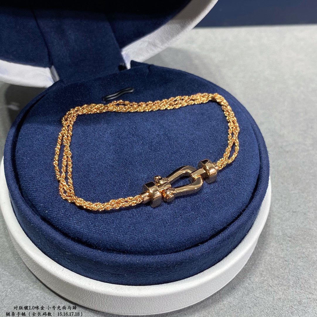 [Echo ]FORCE SMALL HORSESHOE  DIAMOND CHAIN ROPE BRACELET