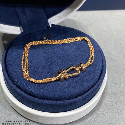 [Echo ]FORCE SMALL HORSESHOE  DIAMOND CHAIN ROPE BRACELET