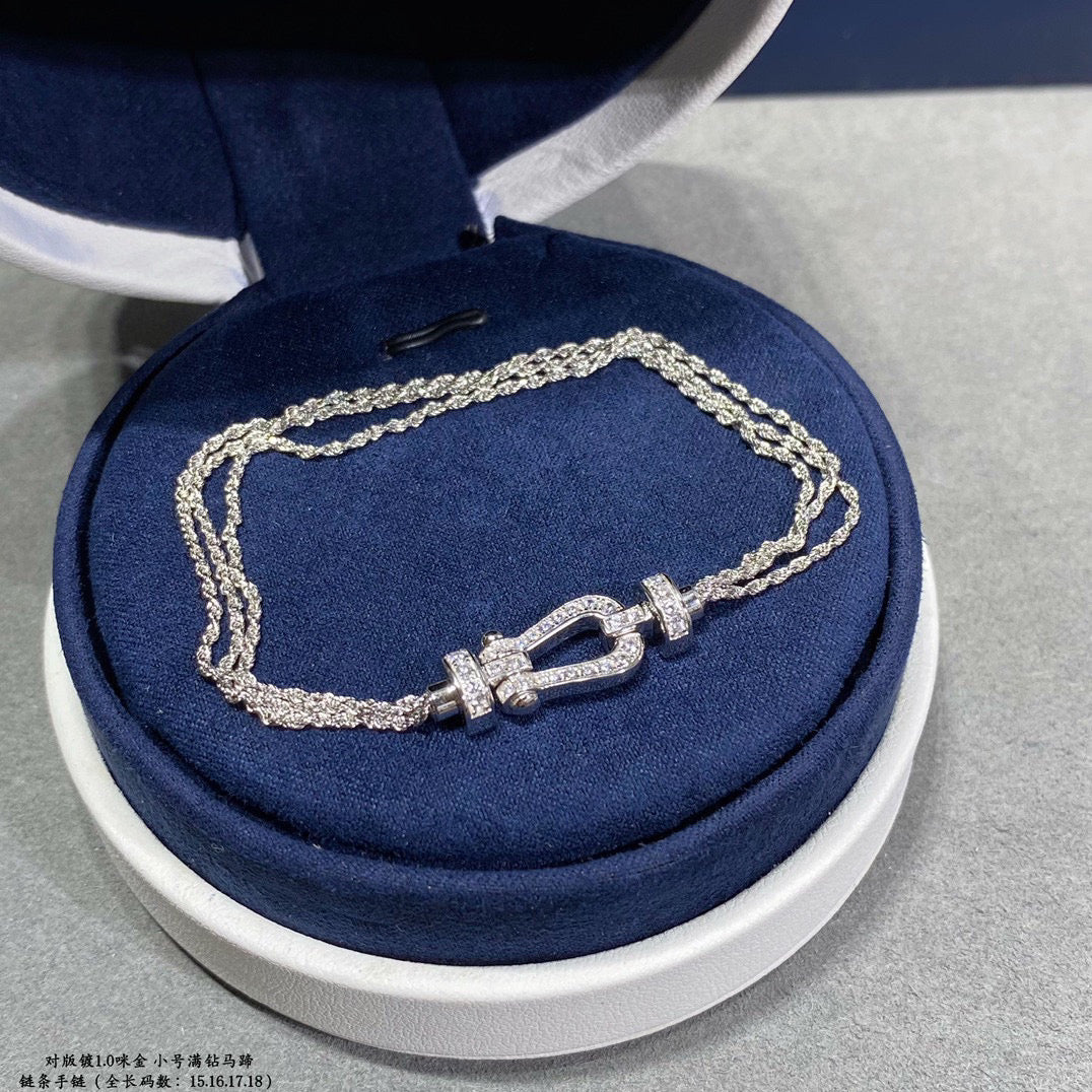 [Echo ]FORCE SMALL HORSESHOE  DIAMOND CHAIN ROPE BRACELET