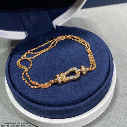 [Echo ]FORCE SMALL HORSESHOE  DIAMOND CHAIN ROPE BRACELET