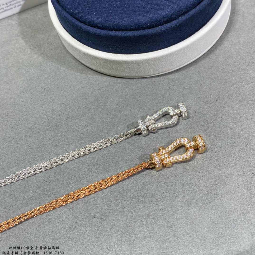 [Echo ]FORCE SMALL HORSESHOE  DIAMOND CHAIN ROPE BRACELET