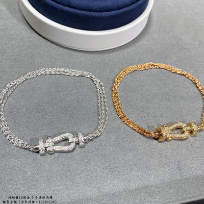 [Echo ]FORCE SMALL HORSESHOE  DIAMOND CHAIN ROPE BRACELET