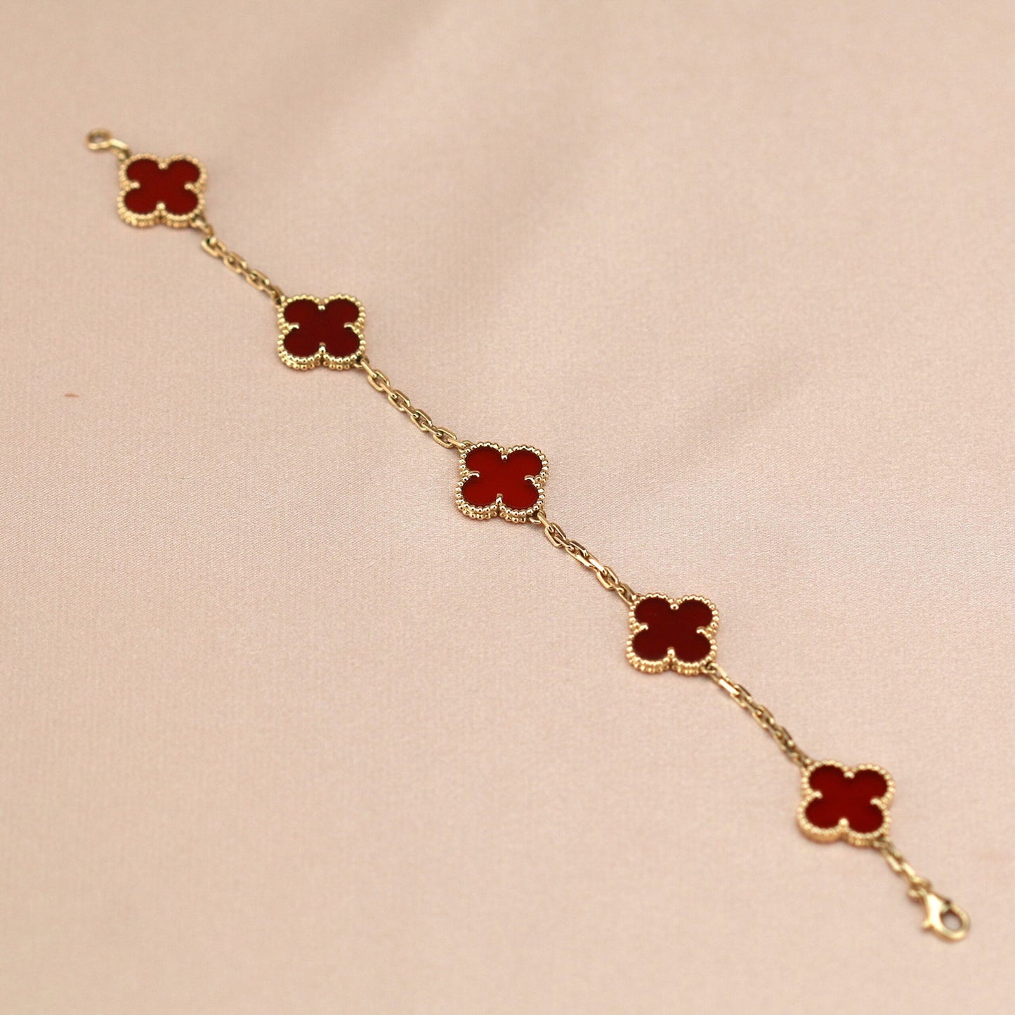 [Echo]CLOVER 5 MOTIFS RED AGATE  BRACELET