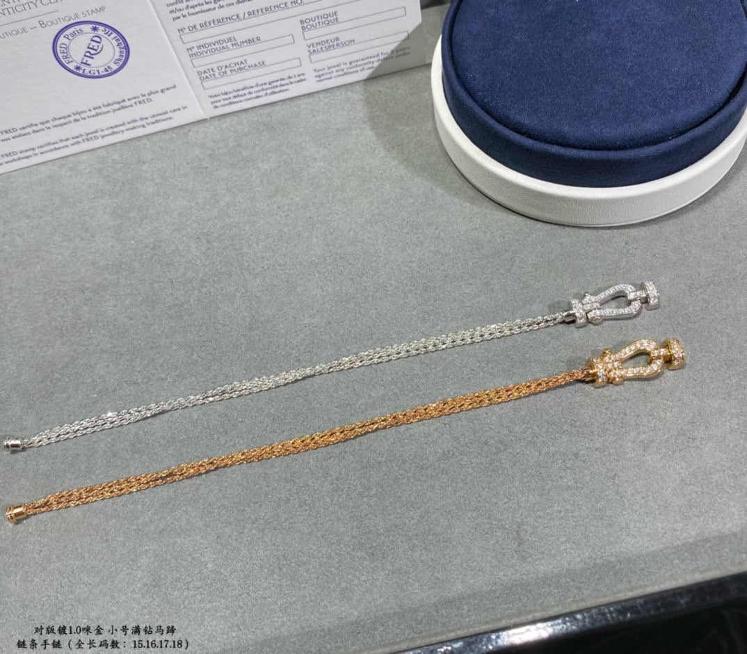 [Echo ]FORCE SMALL HORSESHOE  DIAMOND CHAIN ROPE BRACELET