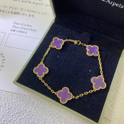 [Echo]CLOVER  5 MOTIFS  PURPLE VIOLET BRACELET