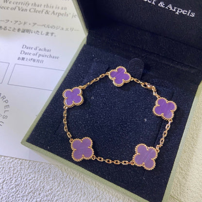 [Echo]CLOVER  5 MOTIFS  PURPLE VIOLET BRACELET
