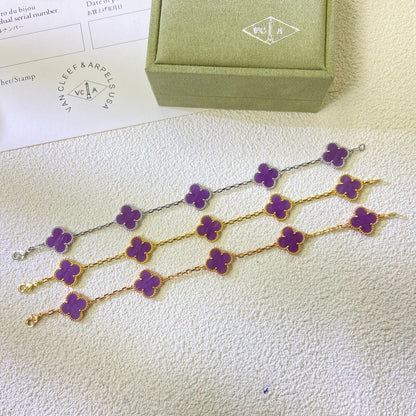 [Echo]CLOVER  5 MOTIFS  PURPLE VIOLET BRACELET