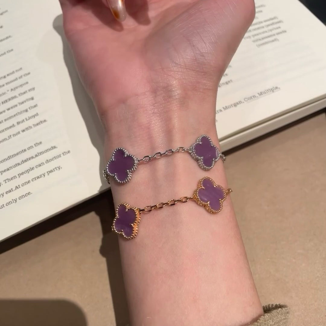 [Echo]CLOVER  5 MOTIFS  PURPLE VIOLET BRACELET