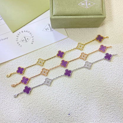 [Echo]CLOVER  5 MOTIFS  PURPLE VIOLET DIAMOND BRACELET