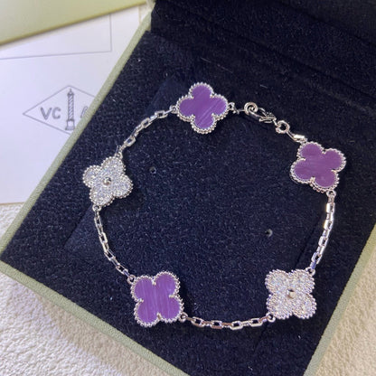 [Echo]CLOVER  5 MOTIFS  PURPLE VIOLET DIAMOND BRACELET