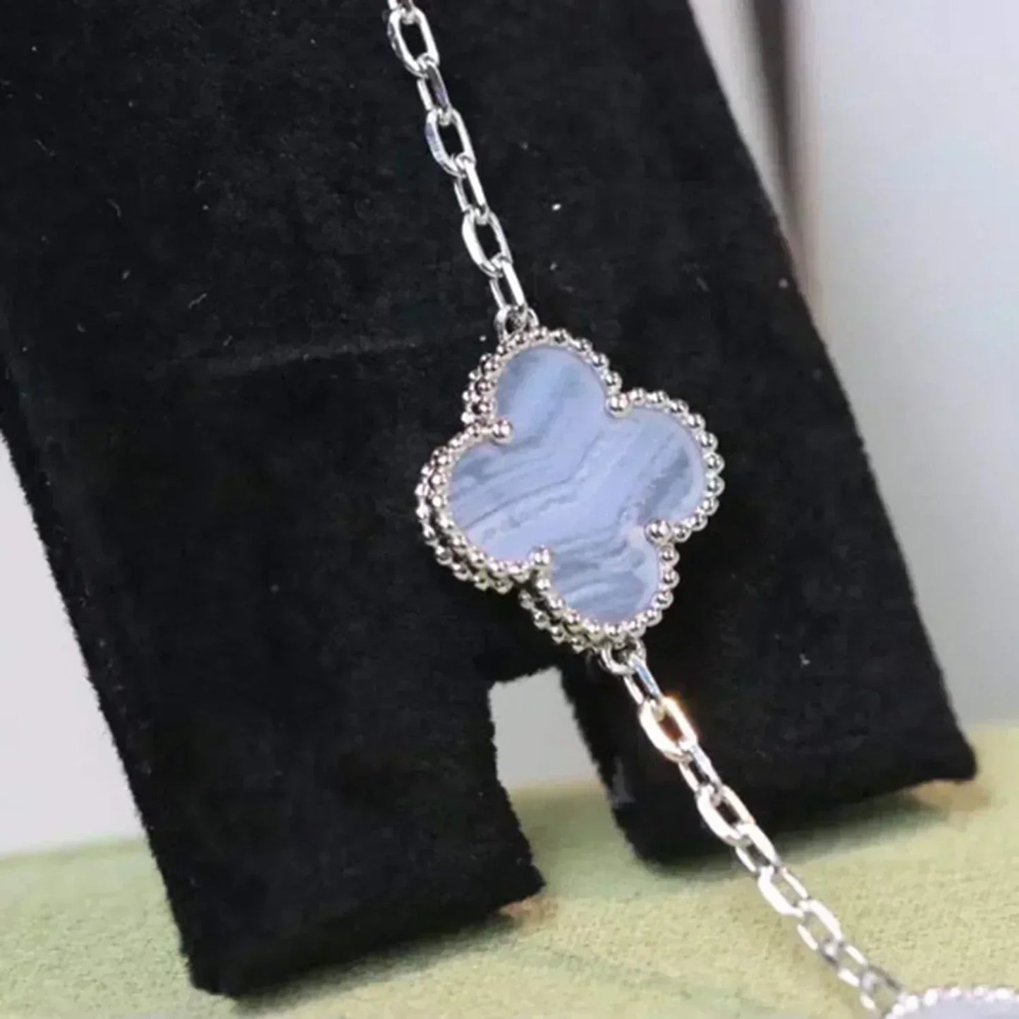 [Echo]CLOVER  5 MOTIF PURPLE CHALCEDONY BRACELET SILVER