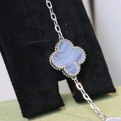[Echo]CLOVER  5 MOTIF PURPLE CHALCEDONY BRACELET SILVER
