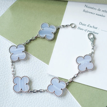 [Echo]CLOVER  5 MOTIF PURPLE CHALCEDONY BRACELET SILVER