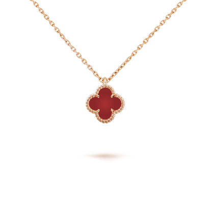 [Echo ]CLOVER MINI 9.5MM WHITE CARNELIANS NECKLACE