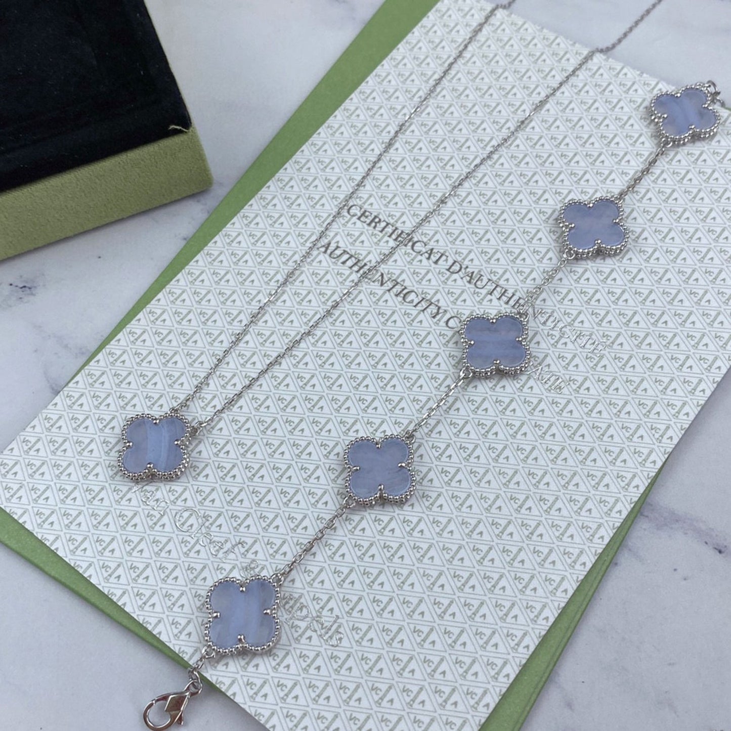 [Echo]CLOVER  5 MOTIF PURPLE CHALCEDONY BRACELET SILVER