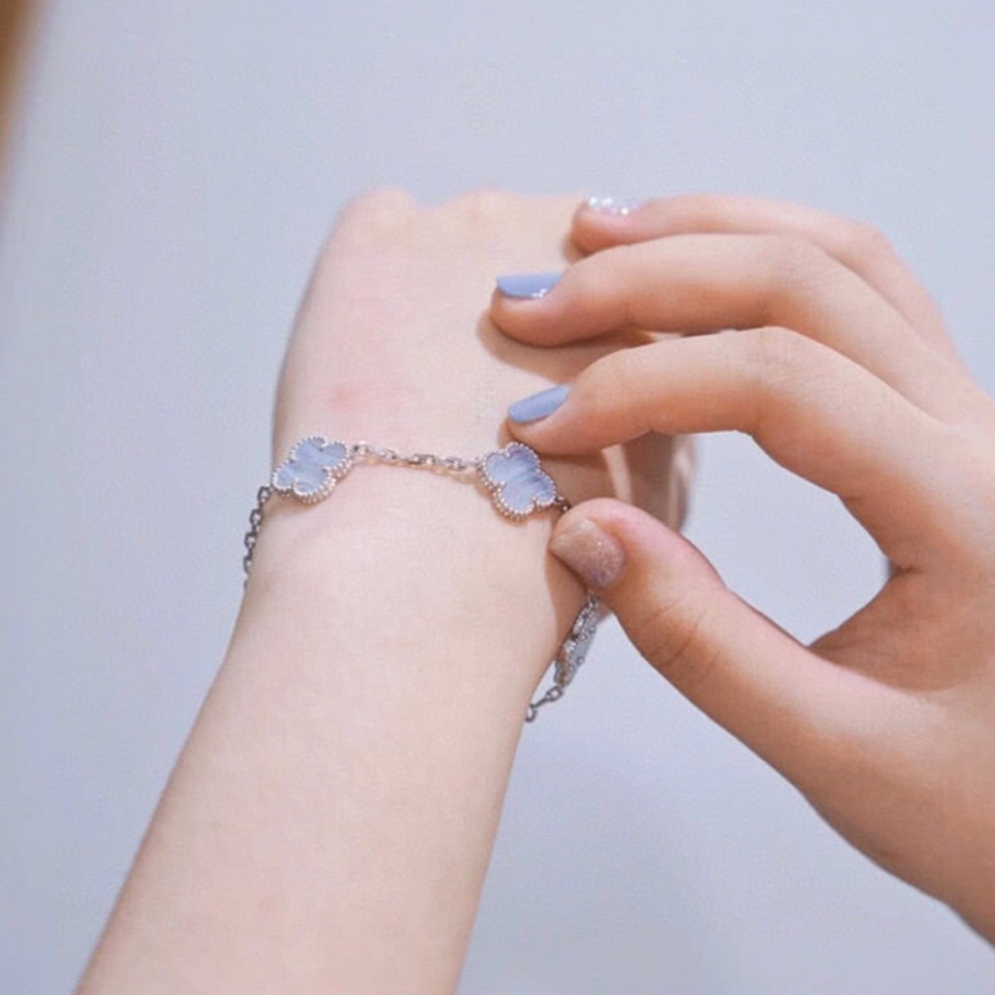 [Echo]CLOVER  5 MOTIF PURPLE CHALCEDONY BRACELET SILVER