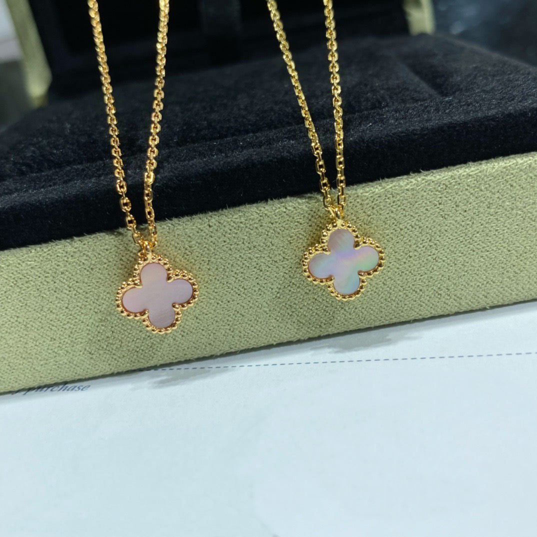 [エコー]クローバー 15mm ピンク マザーオブパール シングルフラワーネックレス