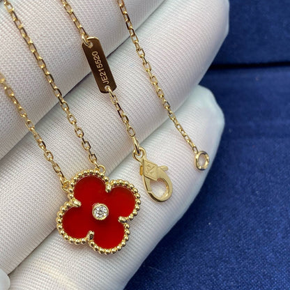[Echo ]CLOVER 15MM DIAMOND CARNELIAN NECKLACE