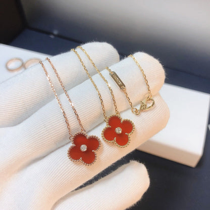 [Echo ]CLOVER 15MM DIAMOND CARNELIAN NECKLACE