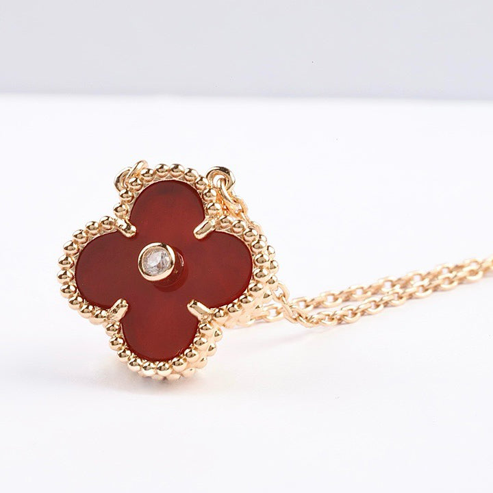 [Echo ]CLOVER 15MM DIAMOND CARNELIAN NECKLACE