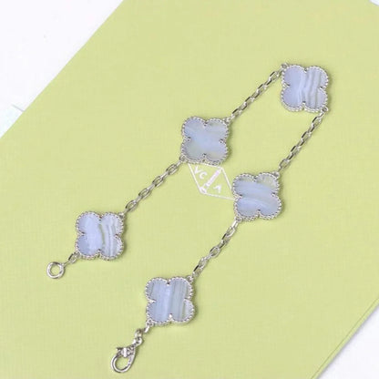 [ECHO ] CLOVER 5 MOTIF PURPLE CHALCEDONY BRACELET COLLECTION
