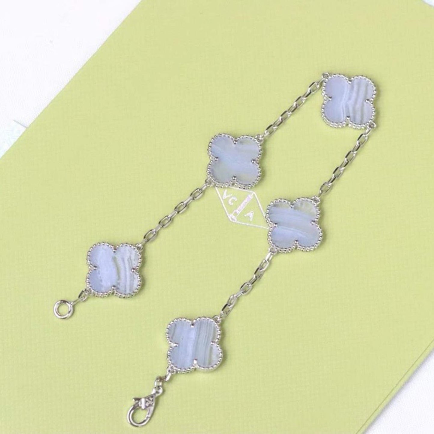 [Echo]CLOVER  5 MOTIF PURPLE CHALCEDONY BRACELET SILVER