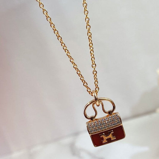 [Echo ]CONSTANCE RED PEDANT PINK GOLD NECKLACE