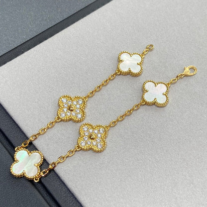 [Echo]CLOVER BRACELET 5 MOTIF WHITE MOP DIAMOND