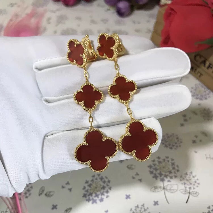 [Echo ]CLOVER 3 MOTIF CARNELIAN DROP EARRINGS