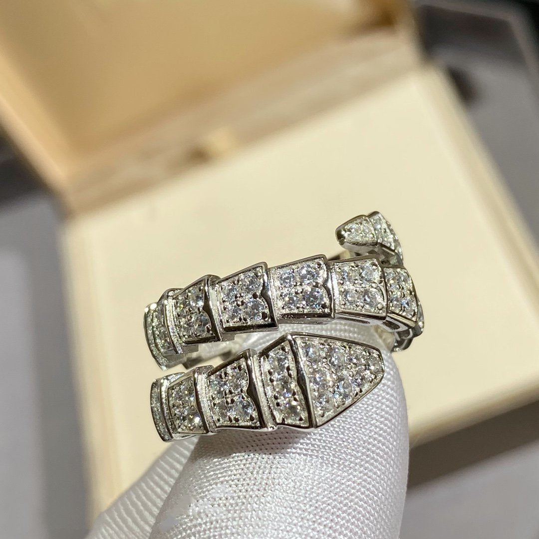 [Echo ]SERPENTI DOUBLE RING SILVER DIAMOND PAVED