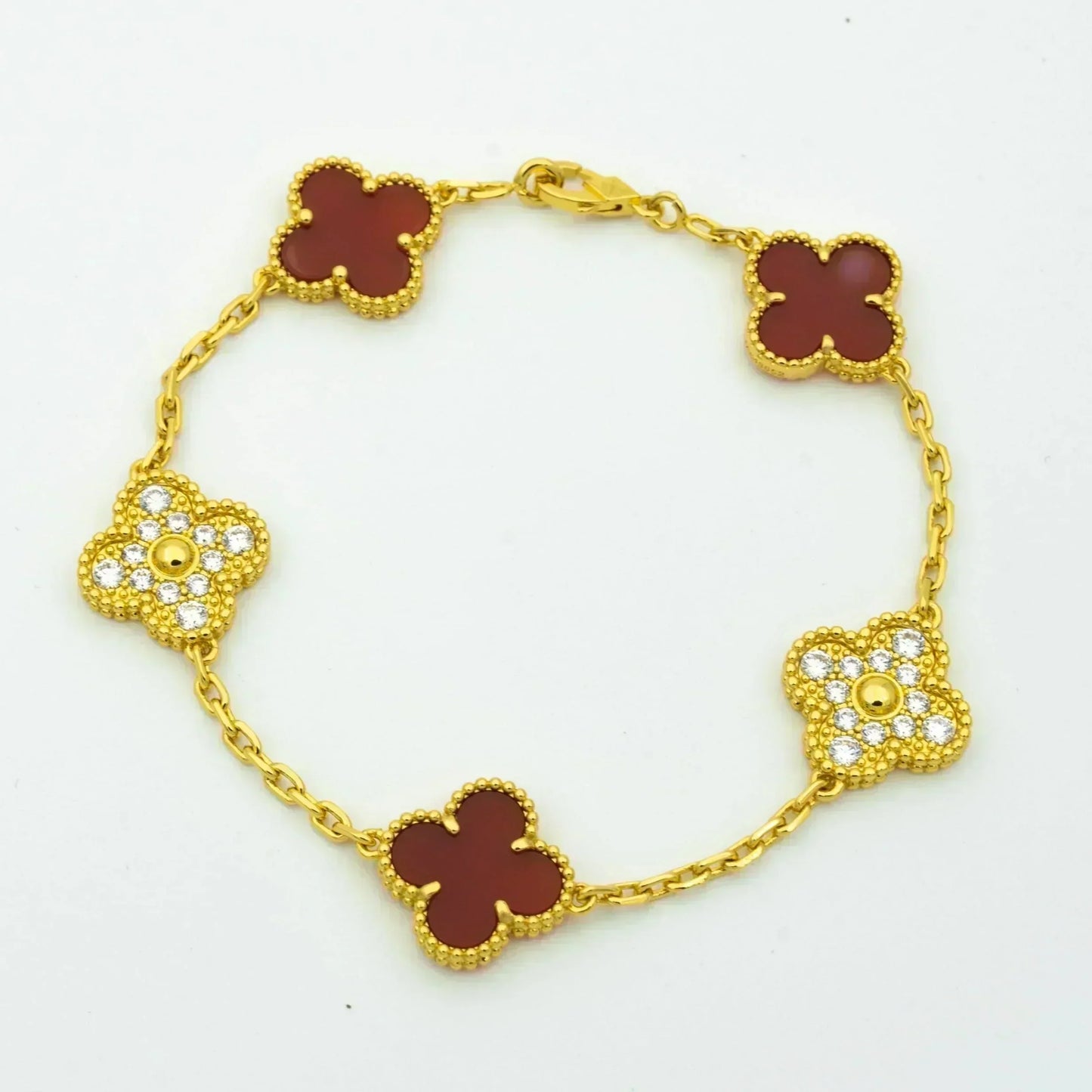 [Echo]CLOVER 5 MOTIFS CARNELIAN DIAMOND BRACELET