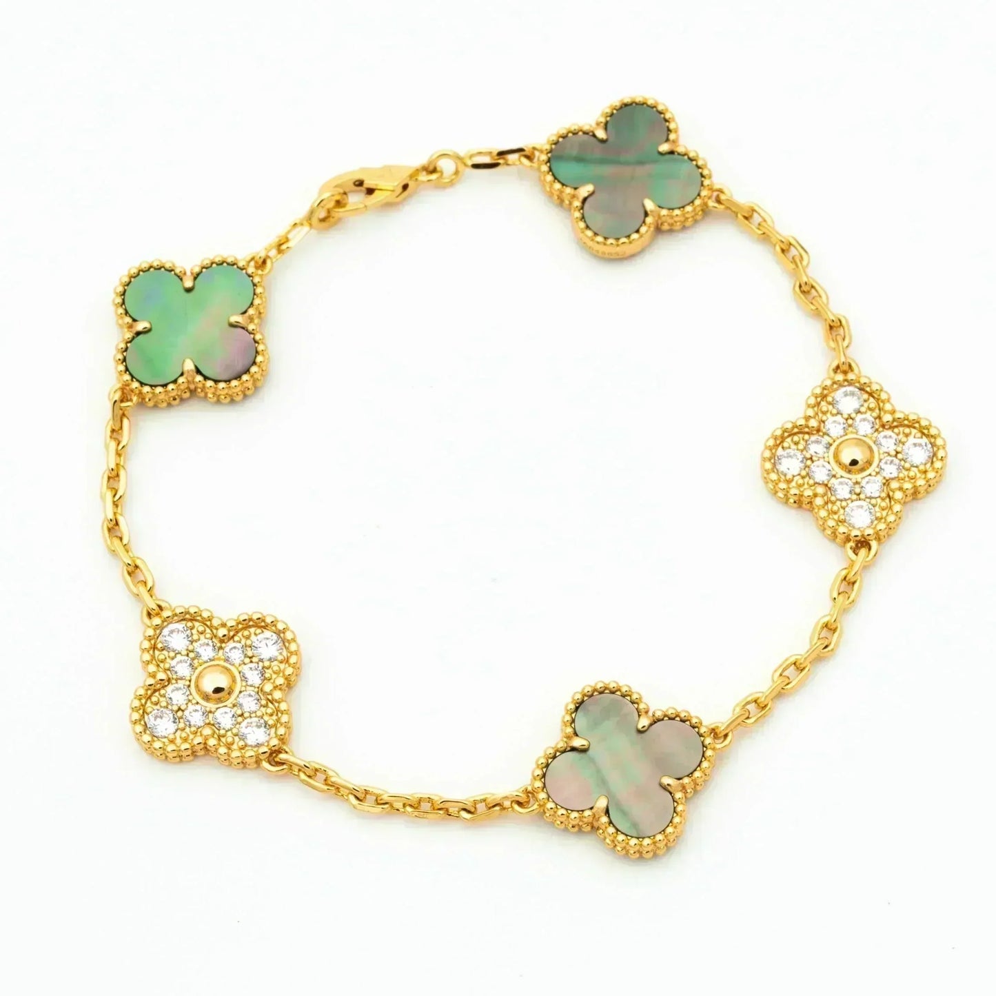 [Echo]CLOVER 5 MOTIF GRAY MOP DIAMOND BRACELET