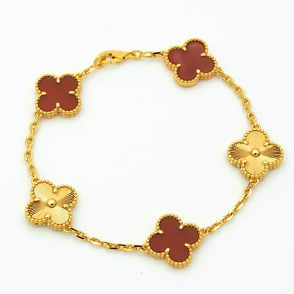 [Echo]CLOVER  5 MOTIFS CARNELIAN GOLD BRACELET
