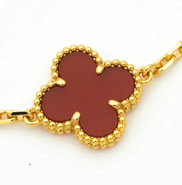 [Echo]CLOVER  5 MOTIFS CARNELIAN GOLD BRACELET