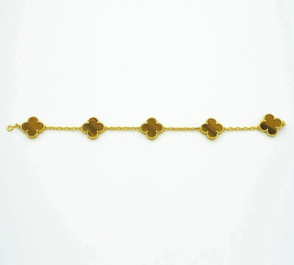 [Echo]CLOVER  5 MOTIFS TIGER EYE BRACELET