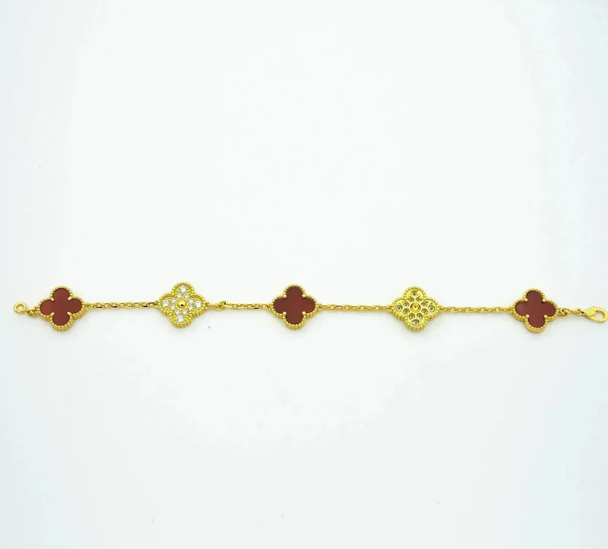[ECHO ] CLOVER 5 MOTIF RED CORNELIAN BRACELET COLLECTION