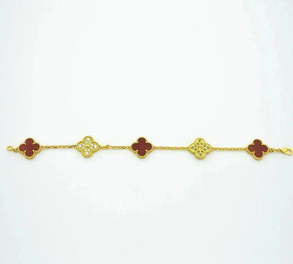 [ECHO ] CLOVER 5 MOTIF RED CORNELIAN BRACELET COLLECTION