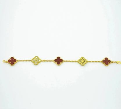 [Echo]CLOVER 5 MOTIFS CARNELIAN DIAMOND BRACELET