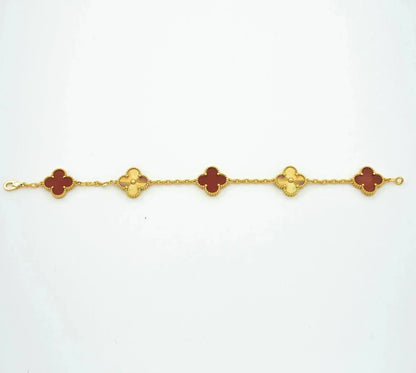 [Echo]CLOVER  5 MOTIFS CARNELIAN GOLD BRACELET