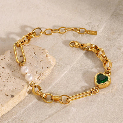 [Echo Fine]Maddison Pearl Chain Gold Bracelet