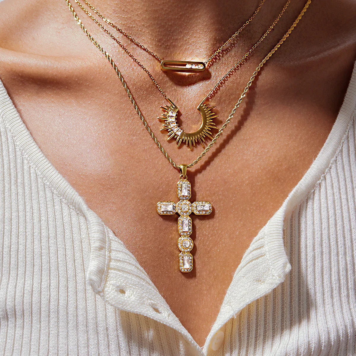 [Echo Fine]Evangelina Diamond Cross Necklace