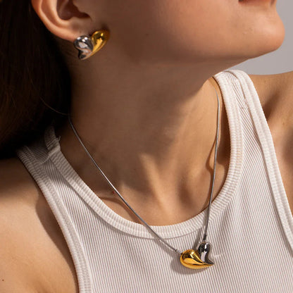 [Echo Fine]Dorothea Two Tone Heart Necklace