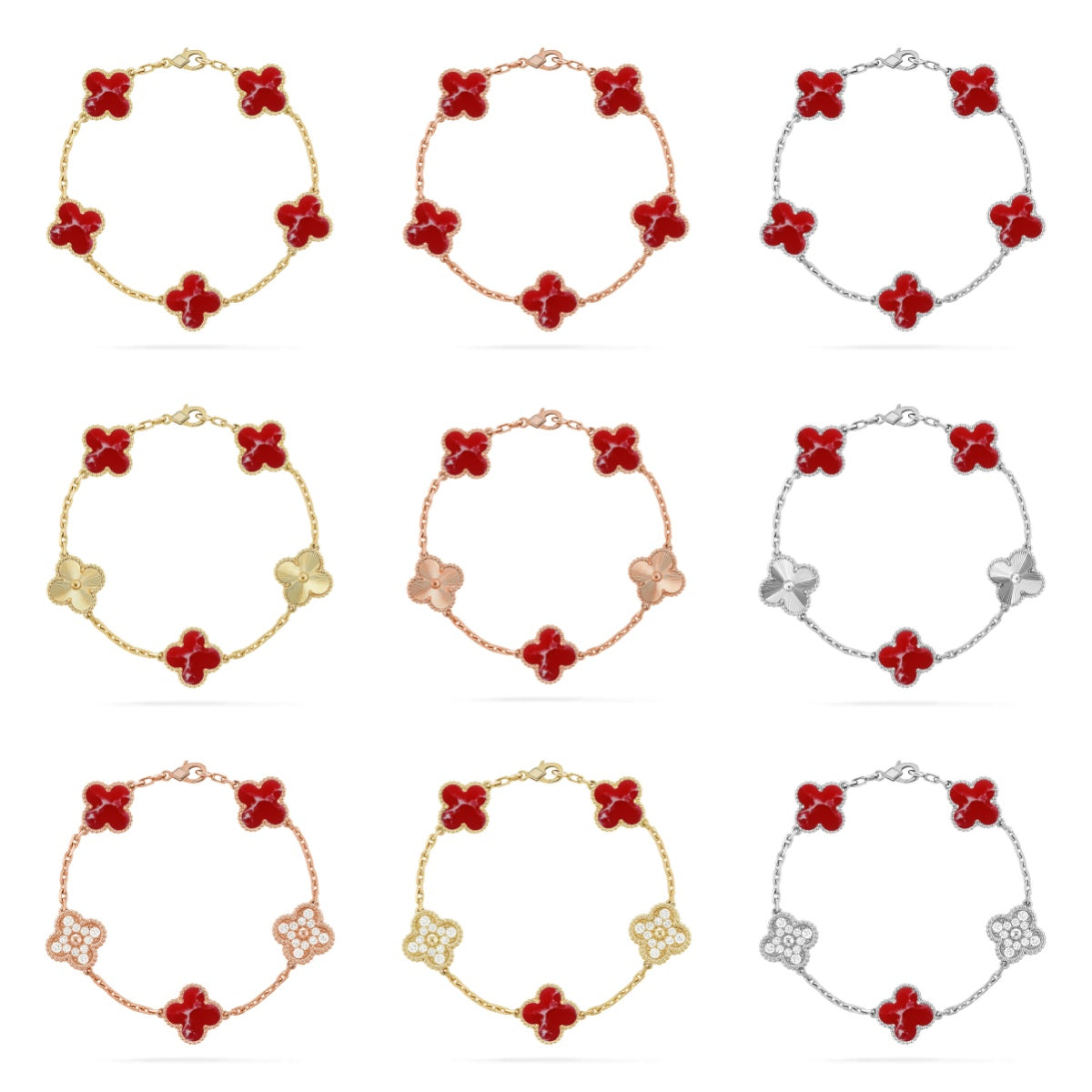 [ECHO ]CLOVER 5 MOTIF RED PATTERN BRACELET COLLECTION