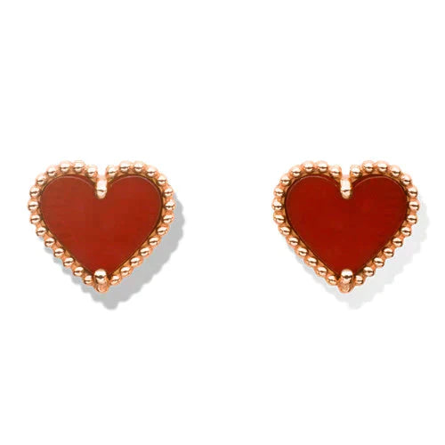 [Echo ]HEART CARNELIAN STUD EARRINGS