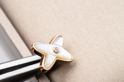 [ECHO ]JEUX DE WHITE MOP ROSE GOLD DIAMOND EARRINGS