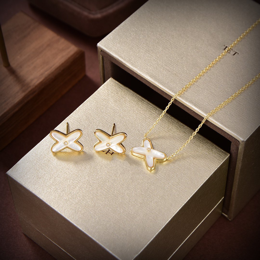 [Echo ]JEUX DE WHITE MOP GOLD DIAMOND EARRINGS