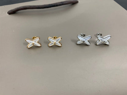 [Echo ]JEUX DE WHITE MOP SILVER DIAMOND EARRINGS