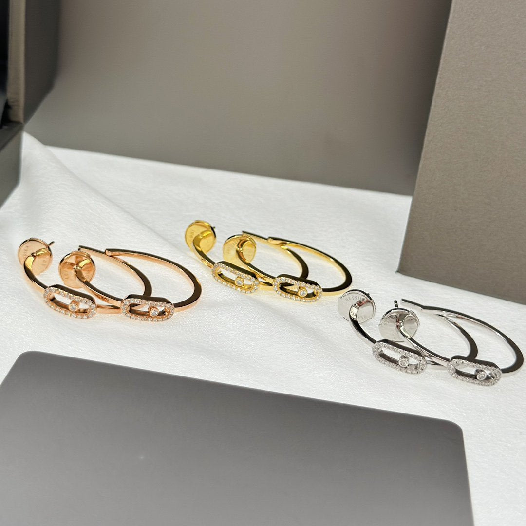 [ECHO]CREOLES MOVE UNO PM DIAMOND EARRINGS