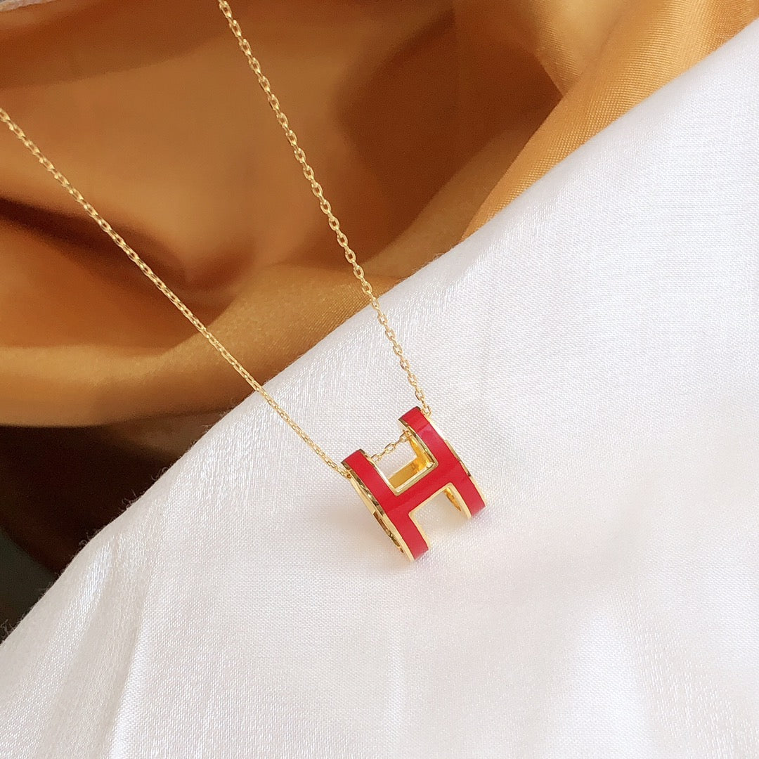 [Echo ]HM CLIC RED ENAMEL GOLD NECKLACE